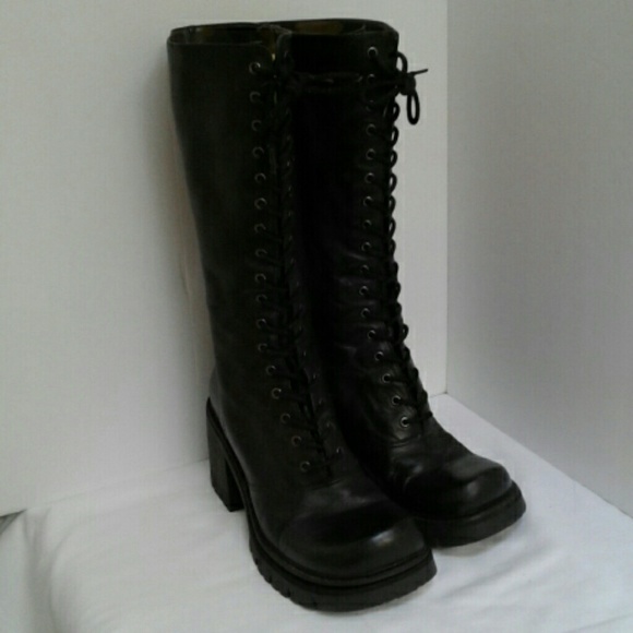 Nine West Shoes - Nine West Combat Biker Moto Boots Laces Women  7.5